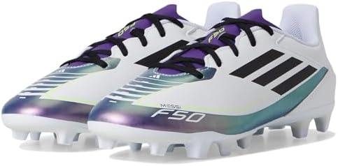 Adidas Unisex F50 Club Messi Flexible Ground Sneaker, White/Black/Unity Purple, 13 US Men | Soccer