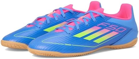 Adidas Unisex F50 Club Indoor Soccer Cleats Sneaker, Blue Fusion/Lucid Lemon/Lucid Pink, 12 US Men | Soccer