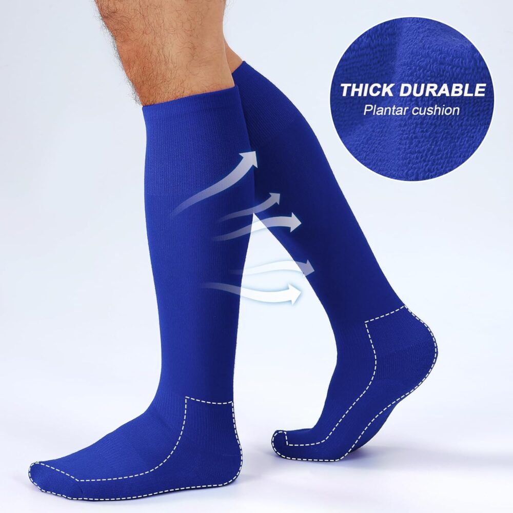 XZQTIVE Soccer Shin Guards with Shin Sleeves and Soccer Socks, Football Shin Pads Set for Kids Youth and Adult,Blue : Sports & Outdoors - Image 5