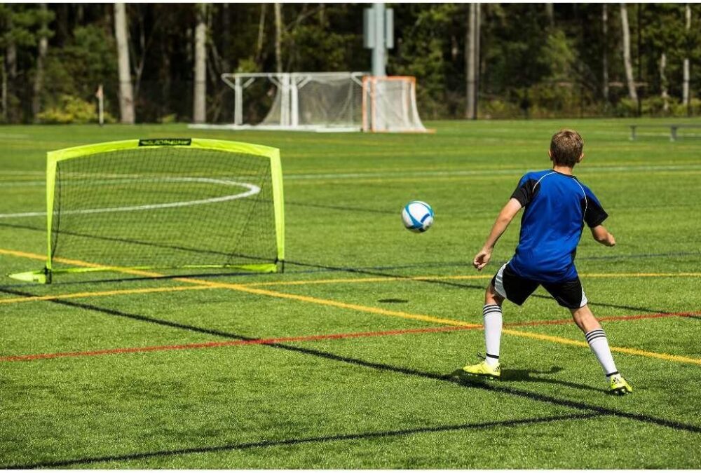 Franklin Sports Blackhawk Backyard Soccer Goal - Portable Kids Soccer Net - Pop Up Folding Indoor + Outdoor Goals - 4' x 3' - Optic Yellow : Sports & Outdoors - Image 6
