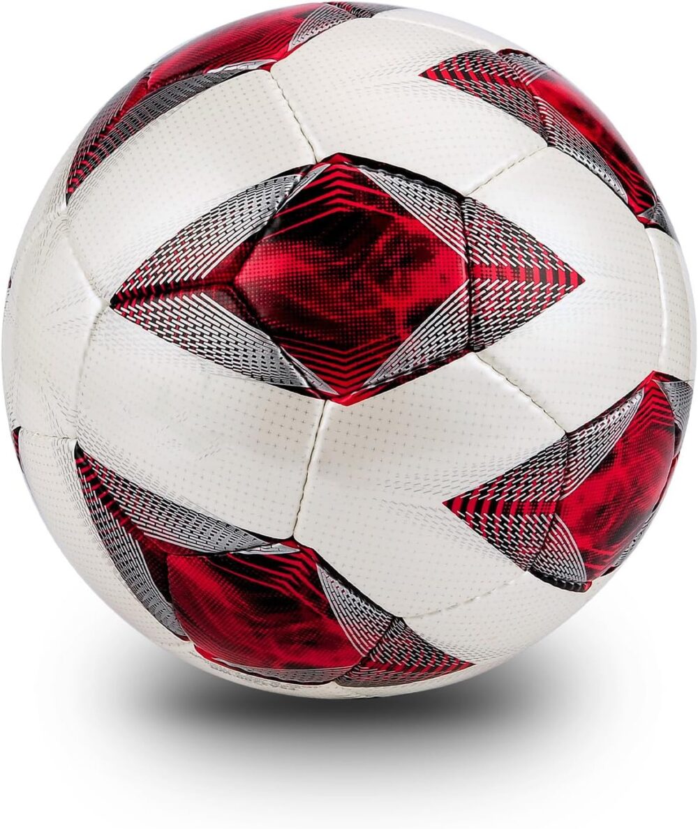Soft PU Leather Soccer Ball, Indoor Outdoor Team Sports, Training Practicing Game Match Soccer Ball Gift for Adult Youth, F5A3200 Red 1pc : Sports & Outdoors - Image 3