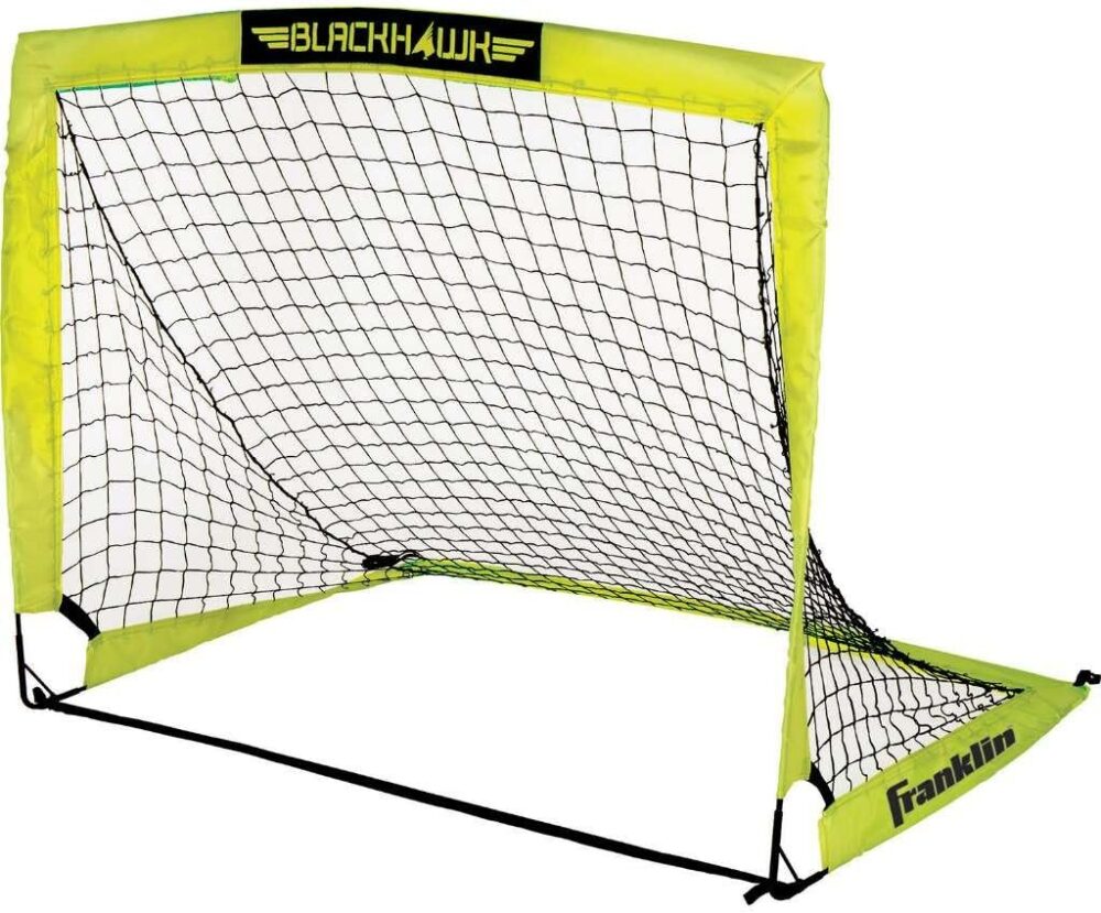 Franklin Sports Blackhawk Backyard Soccer Goal - Portable Kids Soccer Net - Pop Up Folding Indoor + Outdoor Goals - 4' x 3' - Optic Yellow : Sports & Outdoors