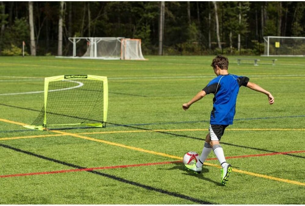 Franklin Sports Blackhawk Backyard Soccer Goal - Portable Kids Soccer Net - Pop Up Folding Indoor + Outdoor Goals - 4' x 3' - Optic Yellow : Sports & Outdoors - Image 5