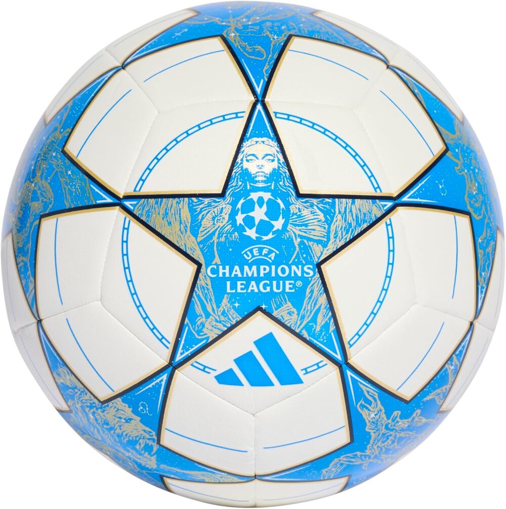 Adidas Unisex-Adult UEFA Champions League Training Soccer Ball, White/Dark Blue/Pantone/Matte Gold, 3 : Sports & Outdoors