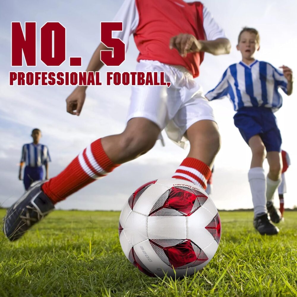 Soft PU Leather Soccer Ball, Indoor Outdoor Team Sports, Training Practicing Game Match Soccer Ball Gift for Adult Youth, F5A3200 Red 1pc : Sports & Outdoors - Image 6