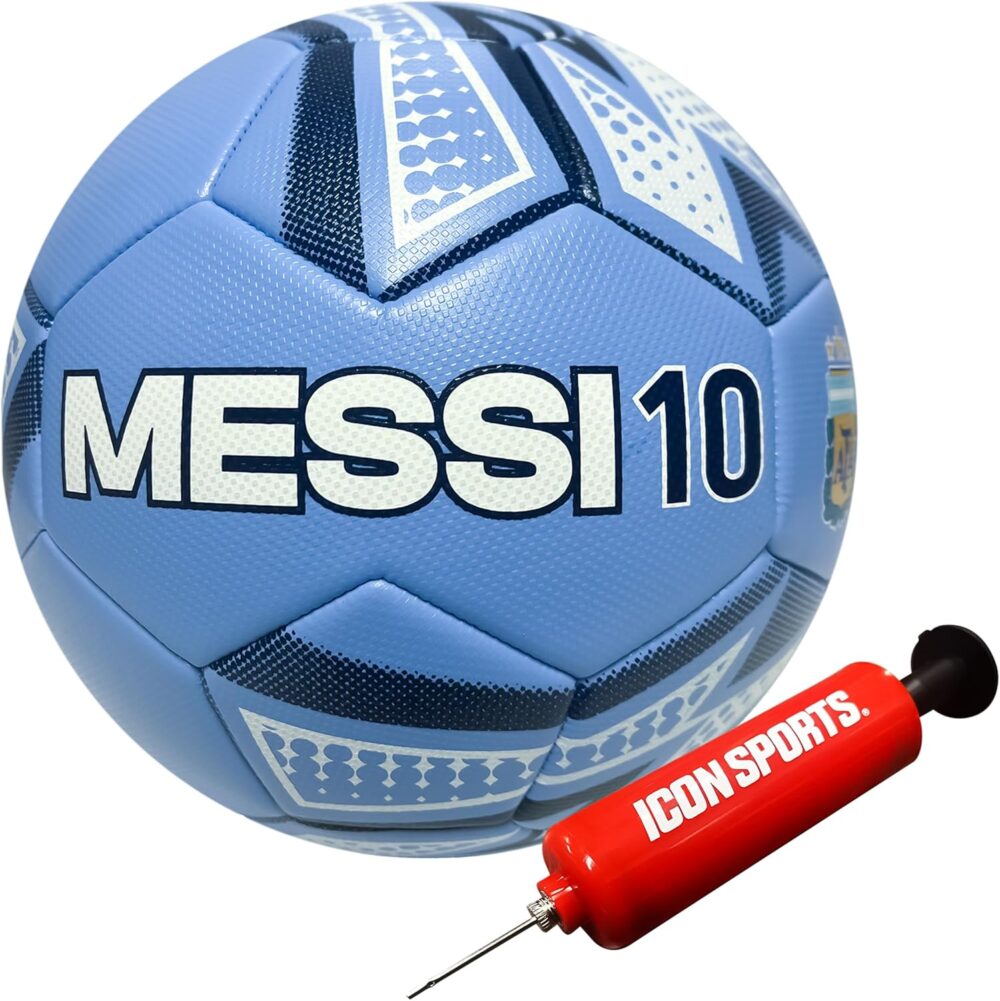 Icon Sports Argentine Football Association Lionel Messi Soccer Ball - AFA095BL Light Blue Size 5 : Sports & Outdoors
