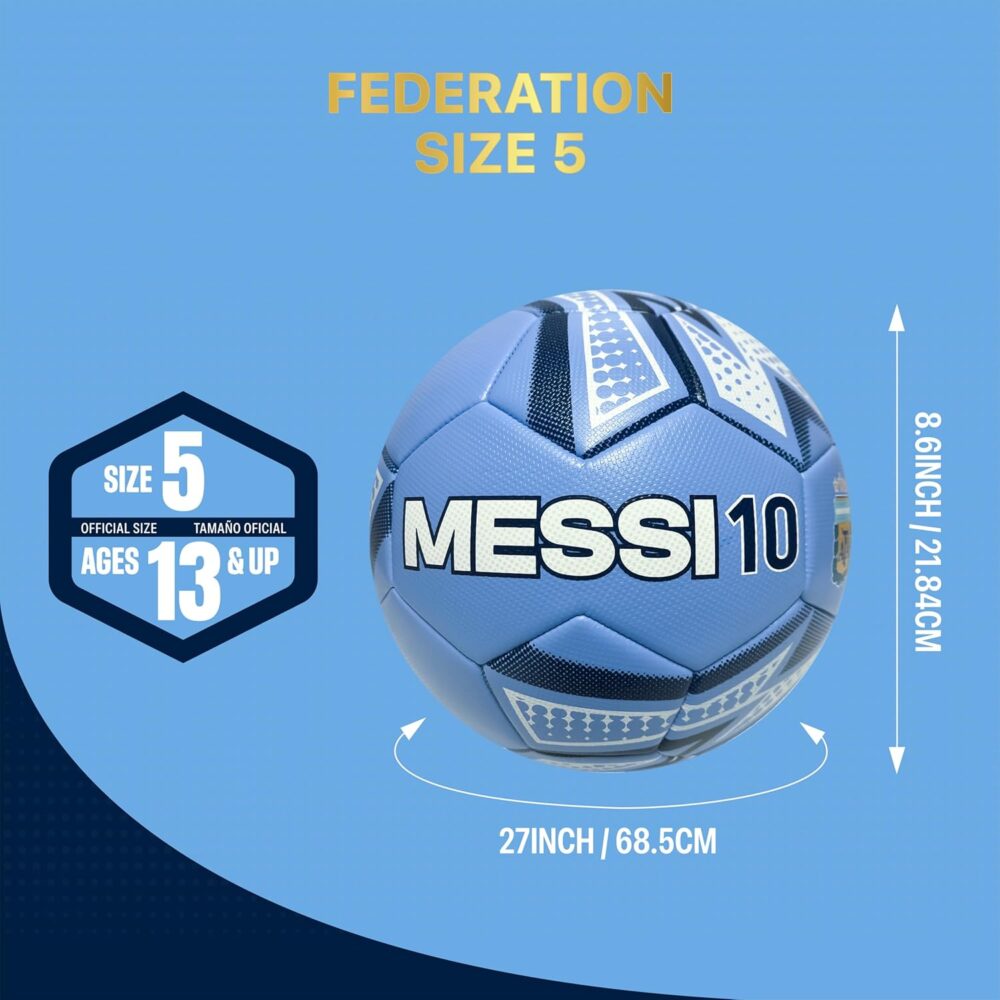 Icon Sports Argentine Football Association Lionel Messi Soccer Ball - AFA095BL Light Blue Size 5 : Sports & Outdoors - Image 4