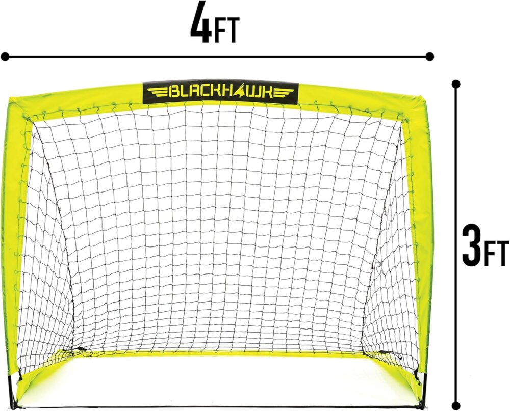 Franklin Sports Blackhawk Backyard Soccer Goal - Portable Kids Soccer Net - Pop Up Folding Indoor + Outdoor Goals - 4' x 3' - Optic Yellow : Sports & Outdoors - Image 3