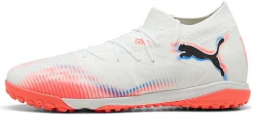 | PUMA Men's Future Match Turf Trainer Soccer Cleats Sneaker, White-Black-Glowing Red AH25, 8 | Soccer
