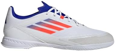 | adidas Unisex F50 League Indoor Soccer Cleats Sneaker, White/Solar Red/Lucid Blue