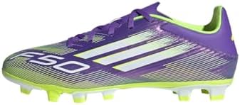 | adidas Unisex F50 Club Firm Multi Ground Sneaker, Purple Rush/White/Lucid Lemon