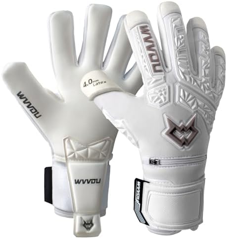 WVVOU Soccer Goalie Gloves for Adults and Youth, High Performance Goalkeeper Gloves with 5 Detachable Finger Saves, Soccer Gloves with 4mm Sticky Latex Palm (White, 11) : Sports & Outdoors