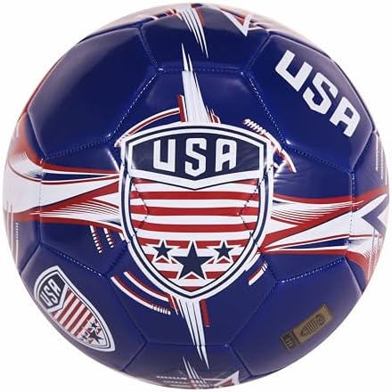 CLASICO USA Soccer Ball – Size 5 Match Ball with Bold Blue Base and Red & White USA Colours, Includes Pump & Needle, for Ages 14 and up : Sports & Outdoors