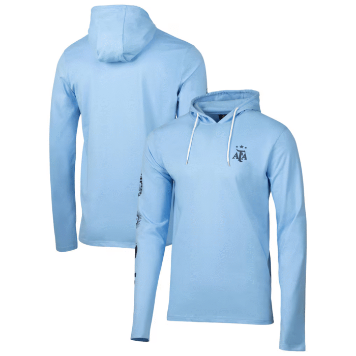Argentina National Team Sport Design Sweden Relaxed Hooded Long Sleeve T-Shirt - Light Blue