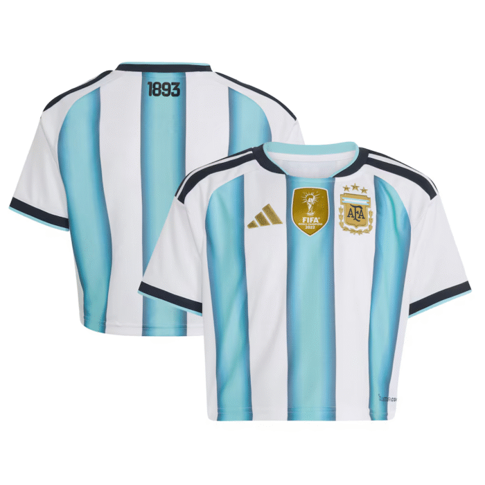 Argentina National Team adidas Women's FIFA x World Cup 2022 Winners Home Cropped Replica Jersey - White